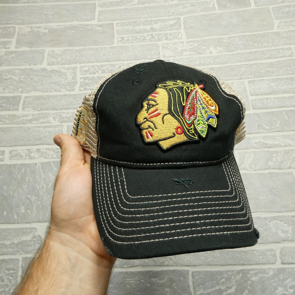 Chicago Blackhawks Hat Vintage Hockey Fanatics Snap Back‎ Mesh Cap Embroidered